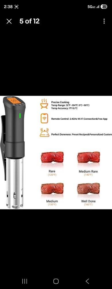 Wifi Sous Vide Cooker, 1000W Smart Immersion Circulator for Precise Temperature