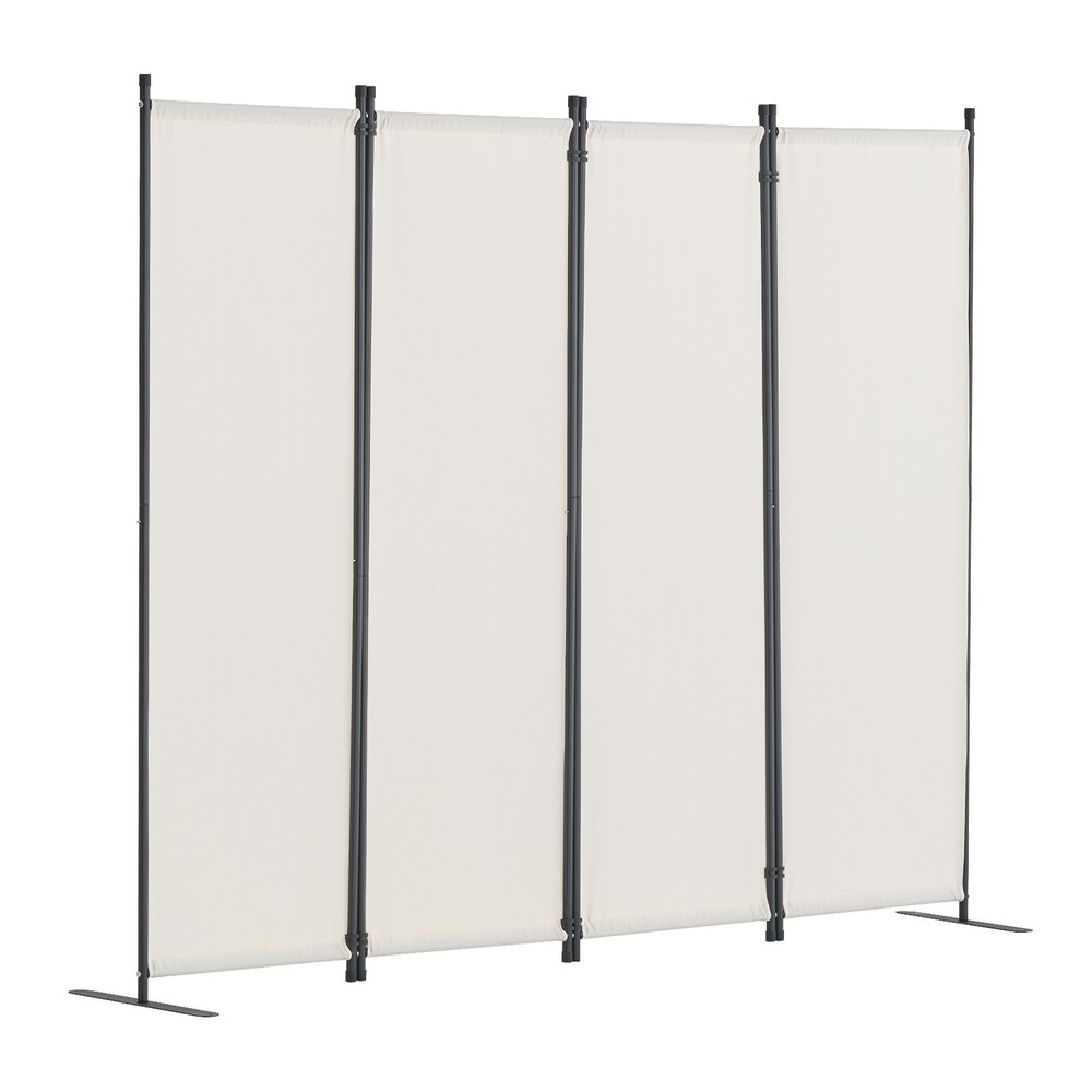 Room Divider 4-Panel Folding Privacy Screen Fabric Partition Office White