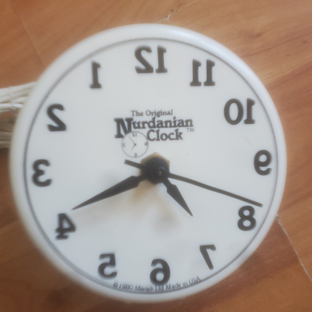 1980 The Original Nurdanian Clock Keeps Backwards Time Reverse Clock Novelty
