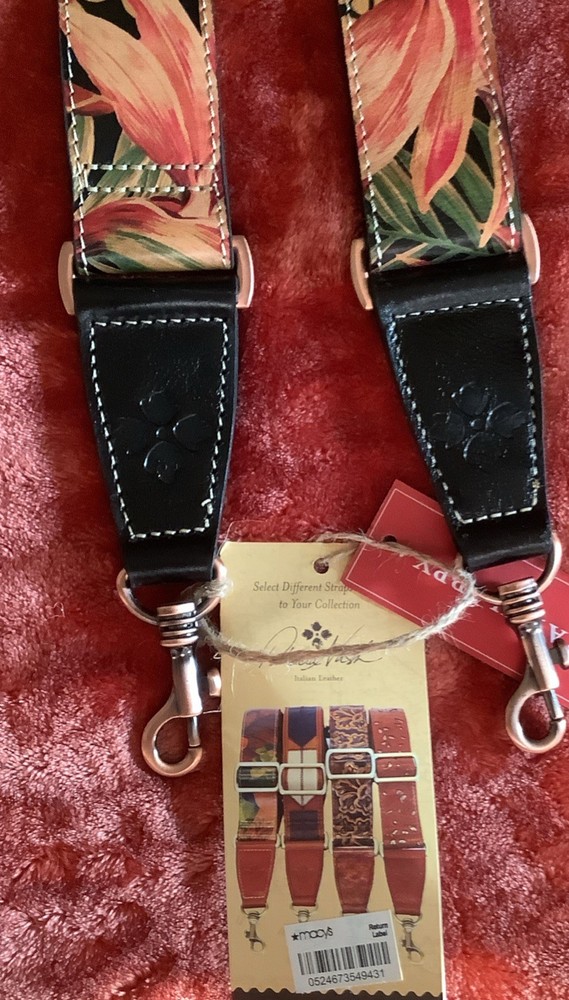 Strap Happy Adjustable Floral Pattern Bag Strap Metal Hardware Women