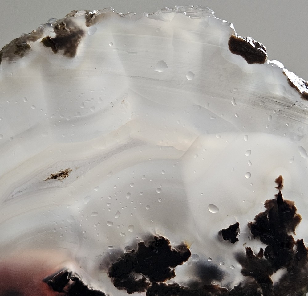 Agate Lapidary Slab With Black Plume 89 Grams