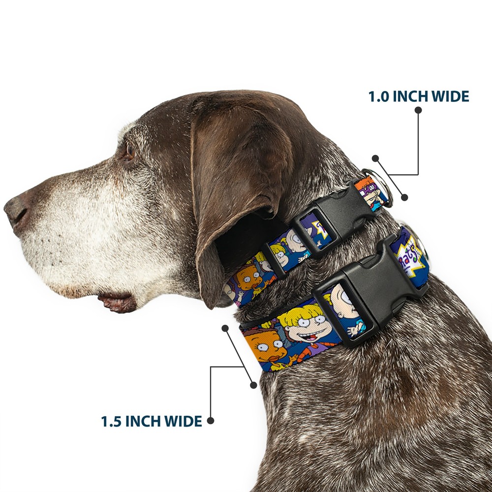 Plastic Clip Collar RUGRATS Group Pose NARROW-Medium 8.5-12"