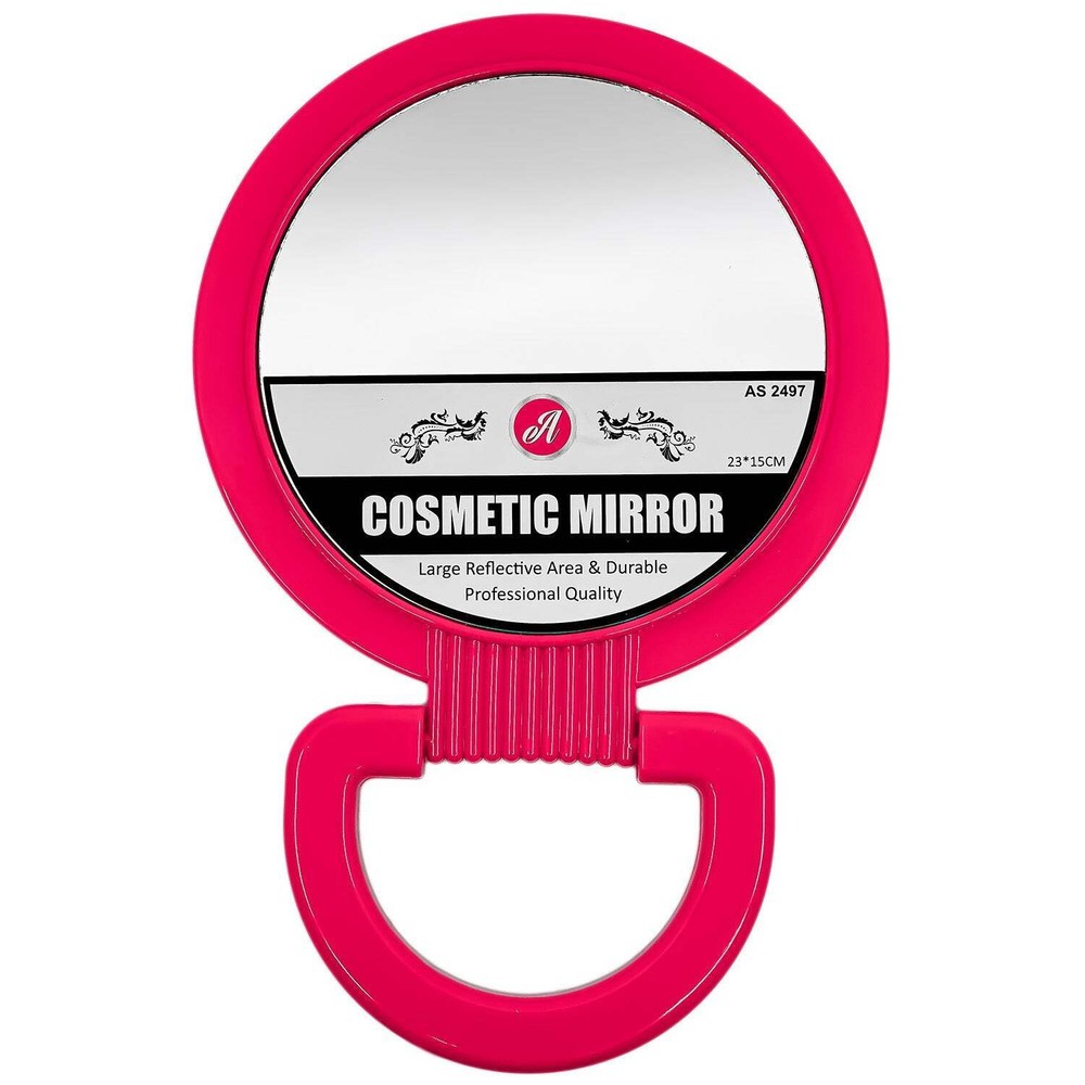 Pink 5" Double Sided Cosmetic Mirror with Swing Handle: 1 Pack