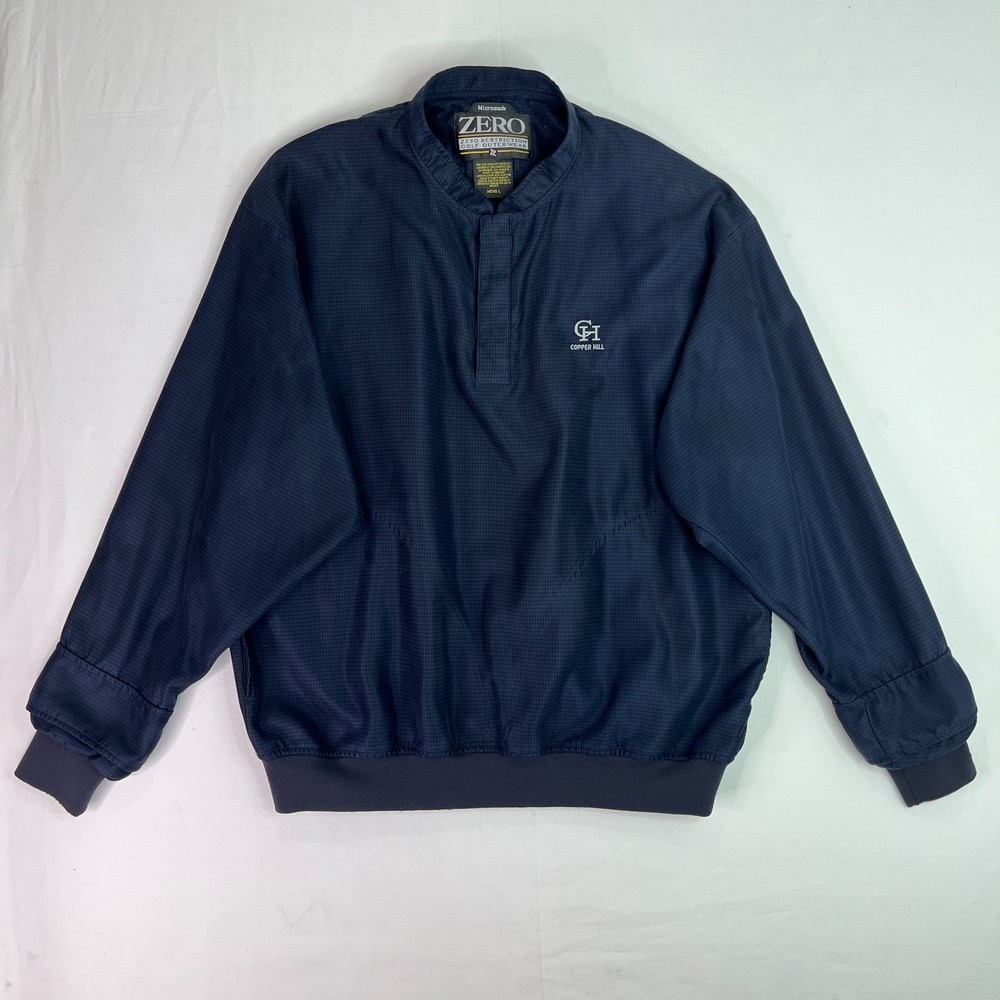 Zero Restriction Mens L Blue Golf Pullover Jacket Copper Hill Microsuede