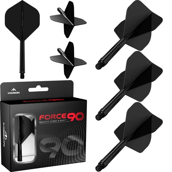 BLACK INTERMEDIATE NO2 MISSION FORCE 90 1 PIECE MOLDED SHAFT & FLIGHT SYSTEM