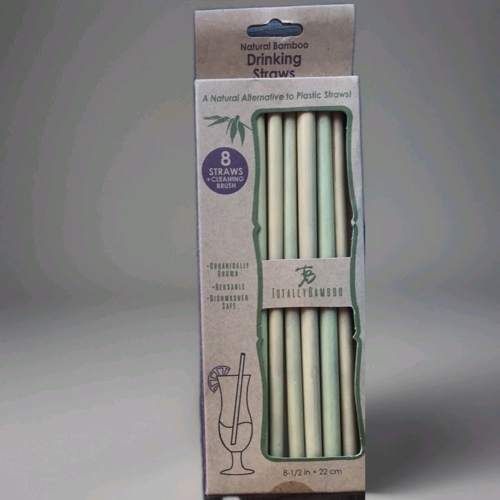 Natural Bambu Straws W/ Cleaning Brush