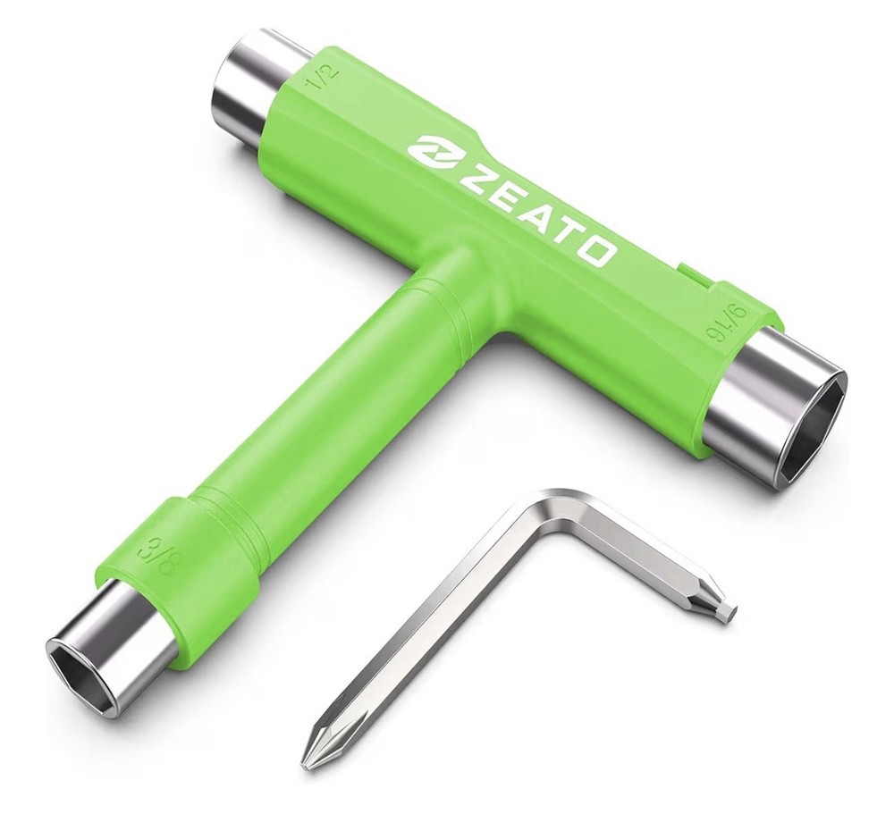 Zeato All-In-One Skate Tools Multi-function Portable Skateboard T Tool Access...