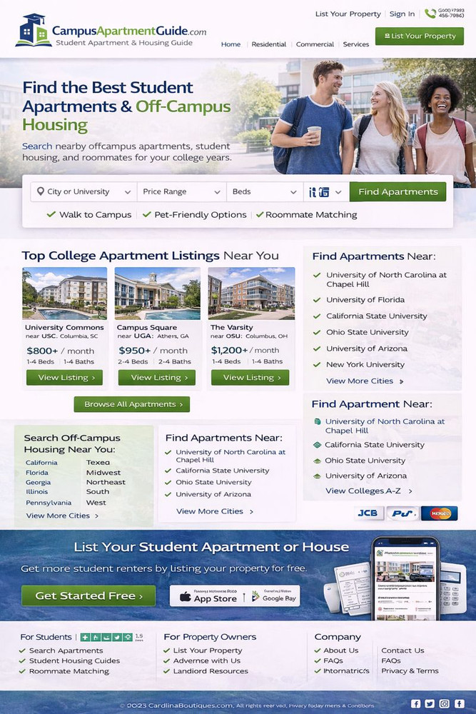 CampusApartmentGuide.com – Student Apartment & Housing Guide .COM Domain