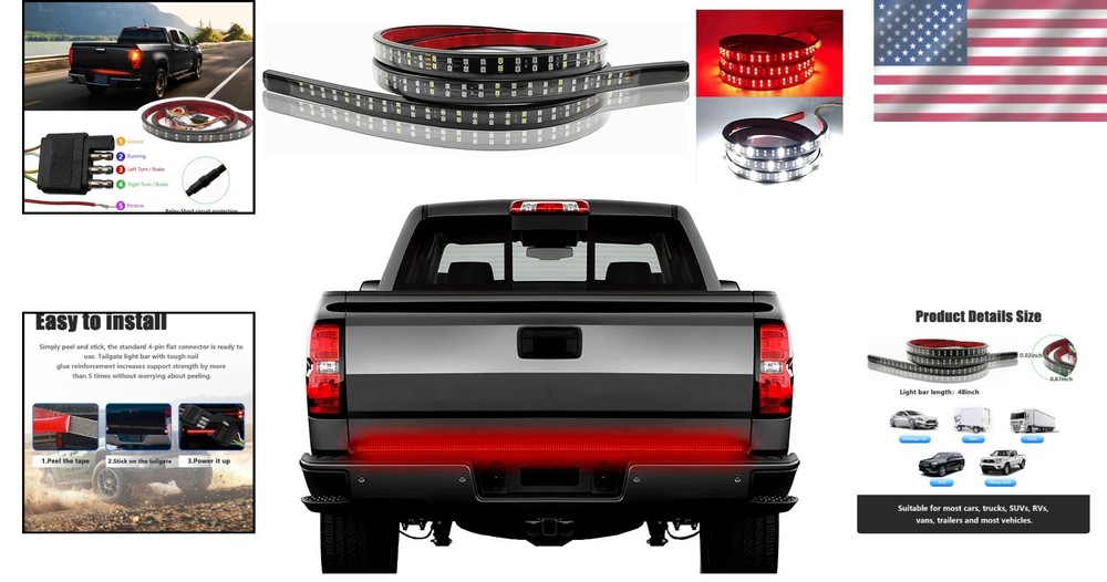 Bright & Durable 48" Double Row LED Tailgate Light Bar for Enhanced Visibility