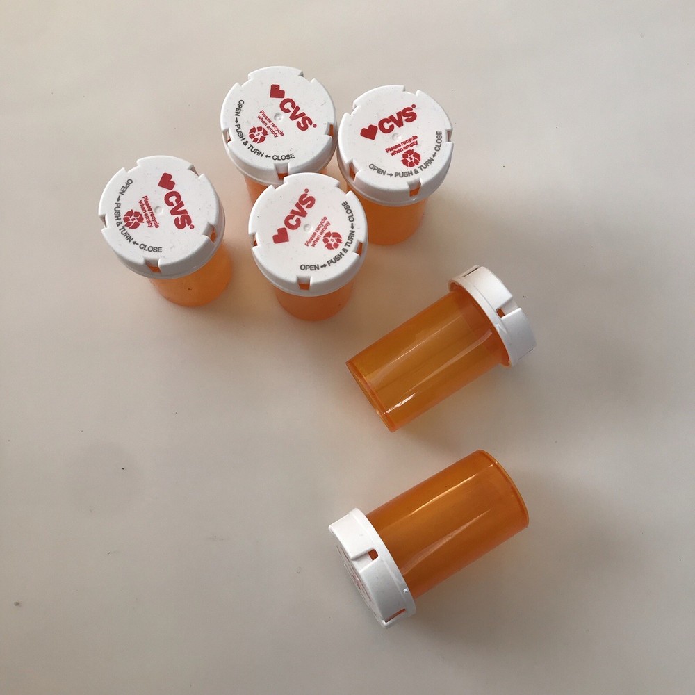 25 Empty Rx Prescription Pill Bottles Various Sizes Craft Storage Coins Sewing