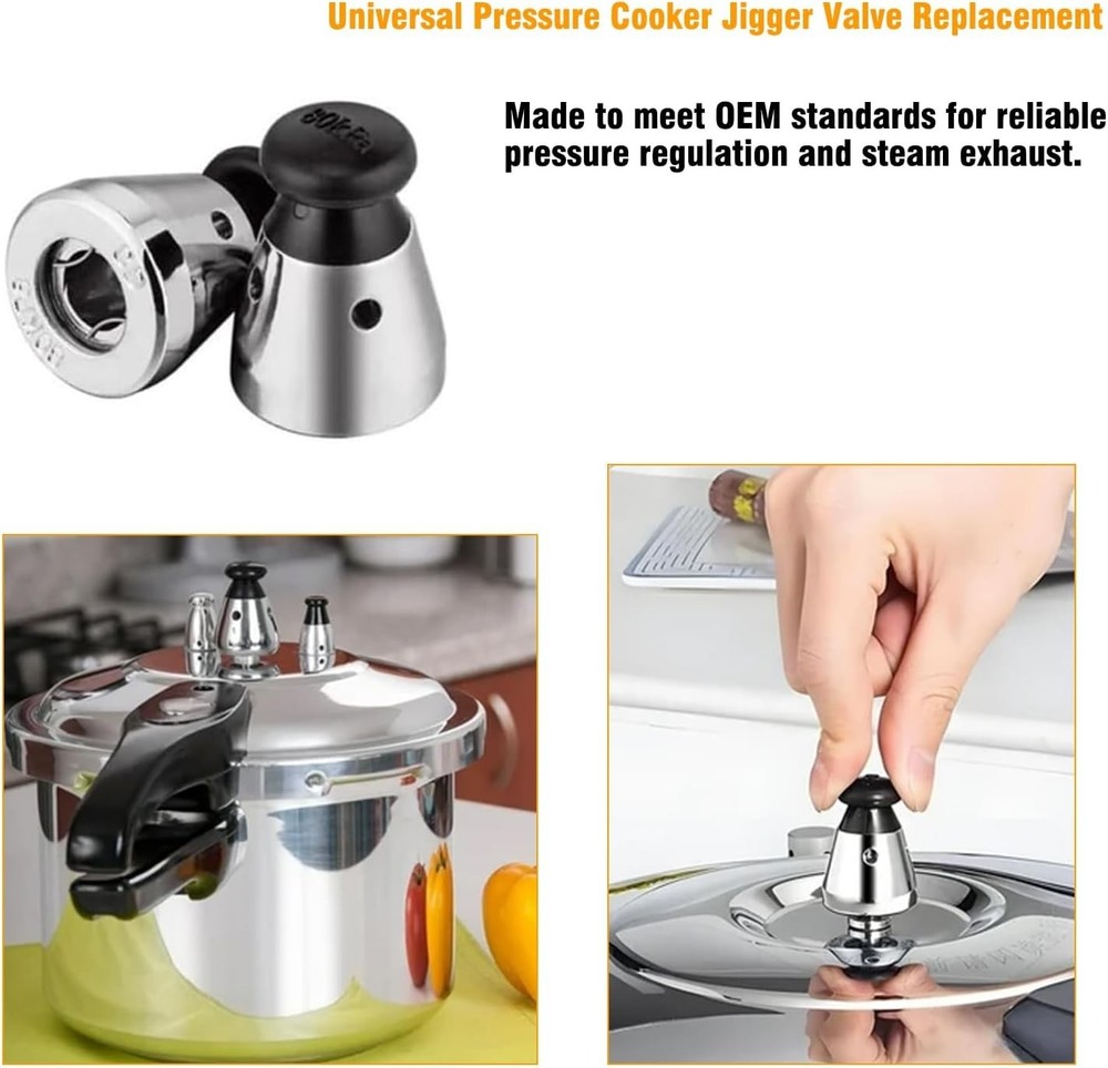 Universal Pressure Cooker Jigger Valve Replacement with Standard, Silver