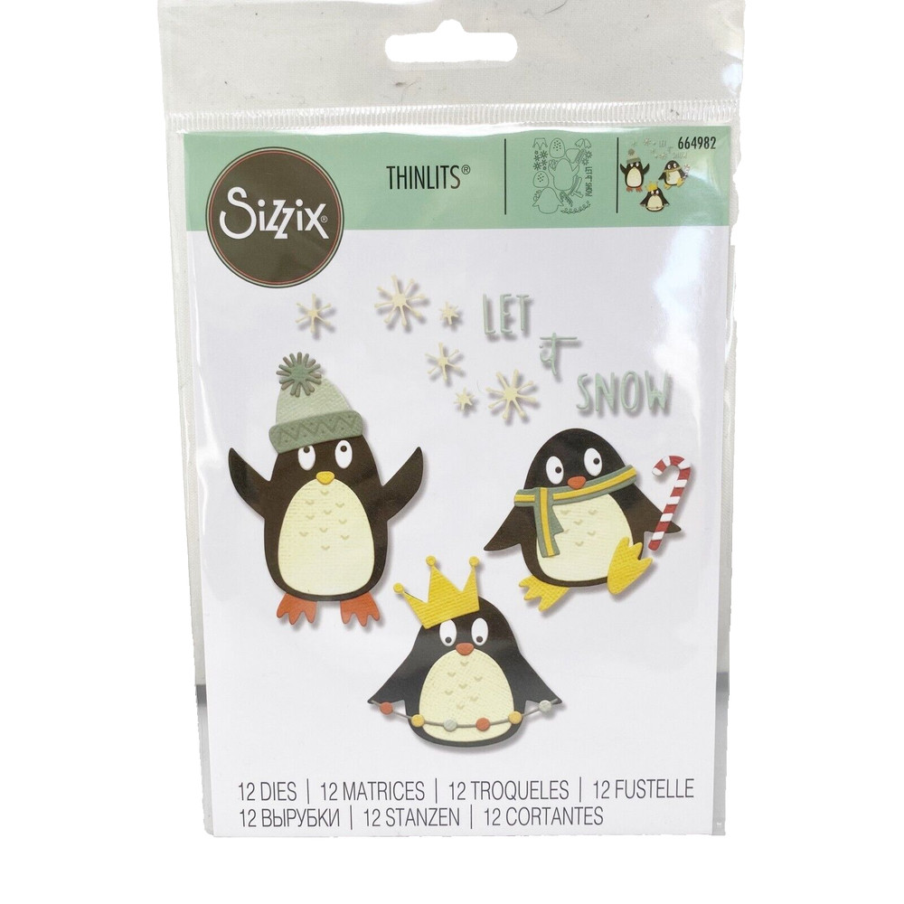 Sizzix Thinlits Penguin Pals Cutting Dies Christmas Holiday 664982 NEW