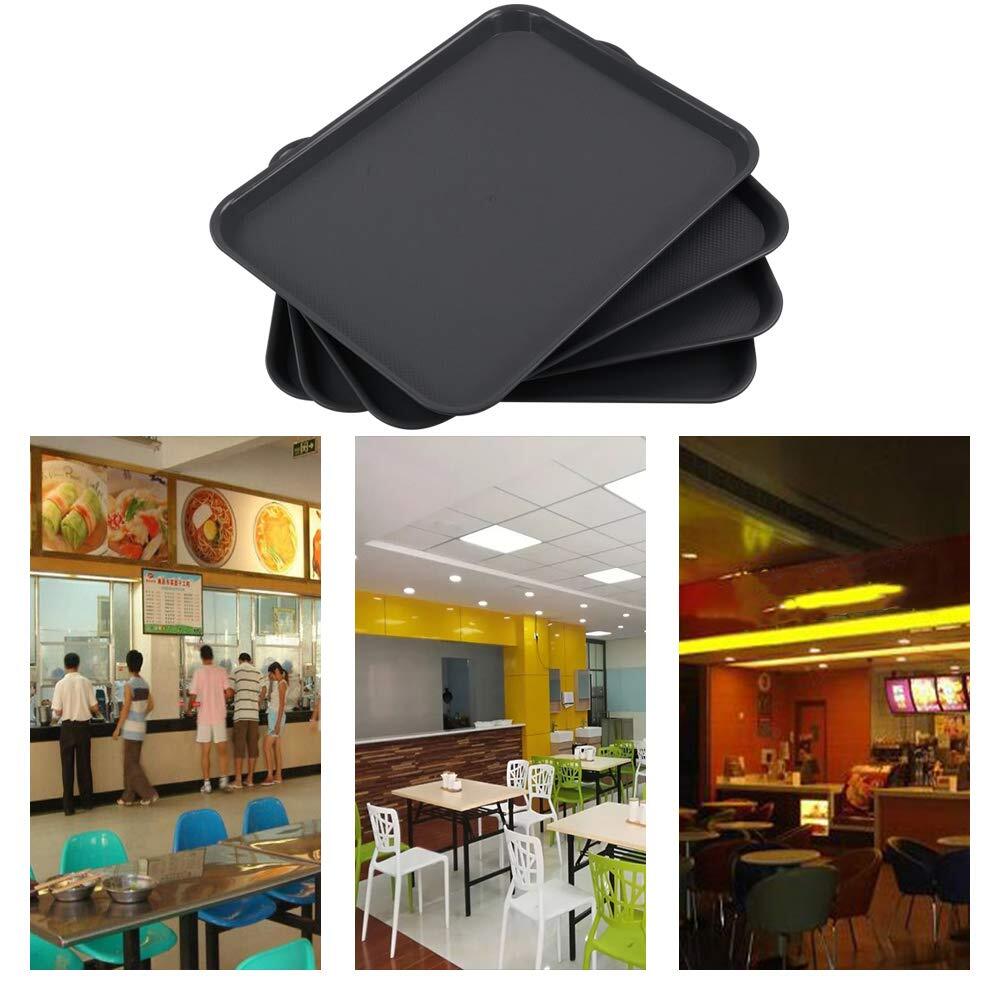 Plastic Fast Food Trays Cafeteria Trays Grey 4PCS Serving Durable Stackable