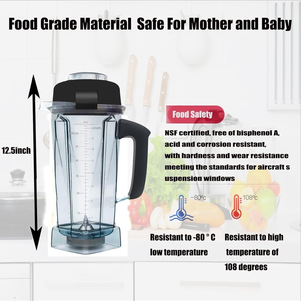 Upgraded 64oz Blender Pitcher - High-Quality Material