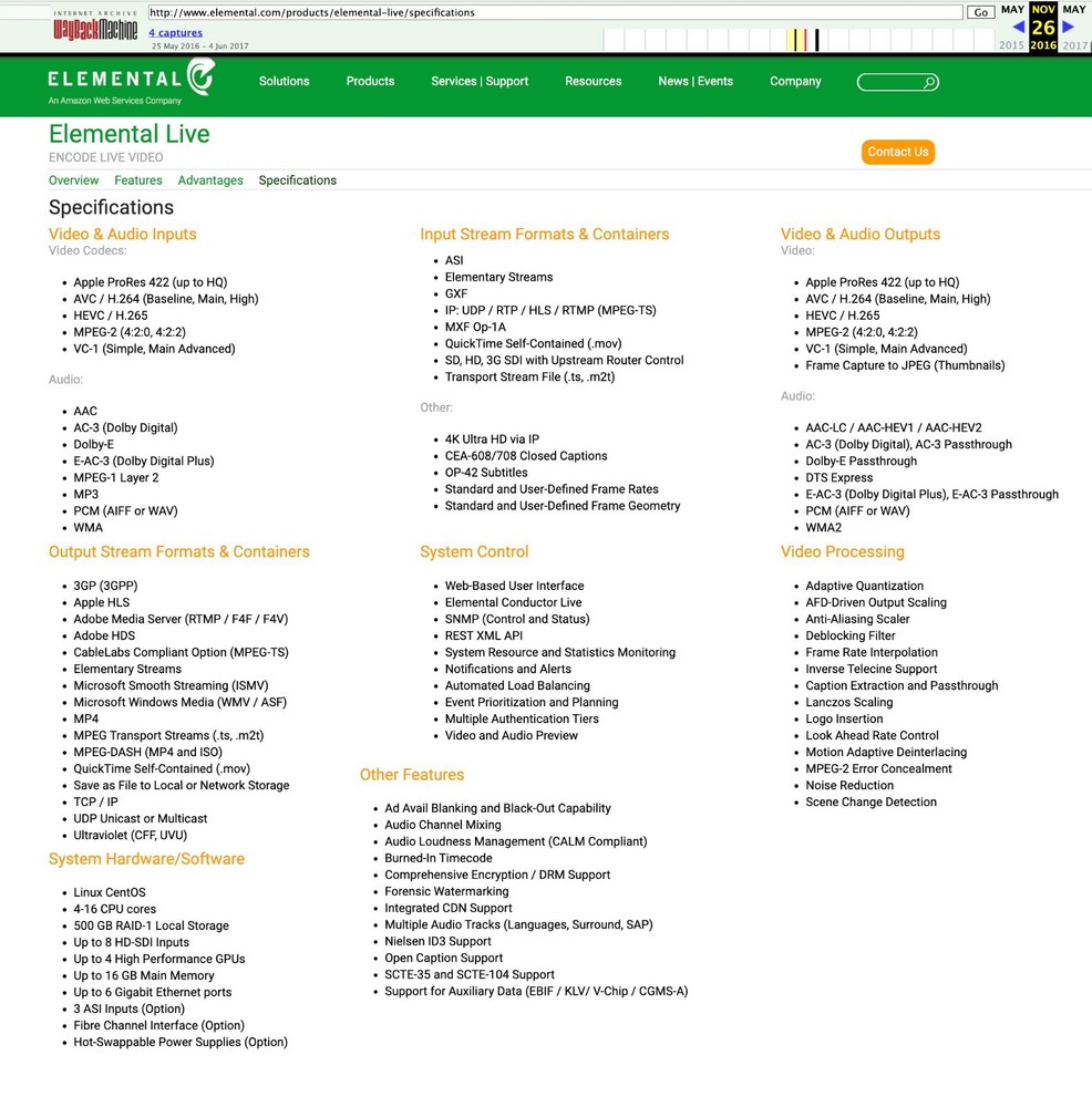 Elemental Live 280AE (Elemental L281AE) Live Video Streaming Encoder