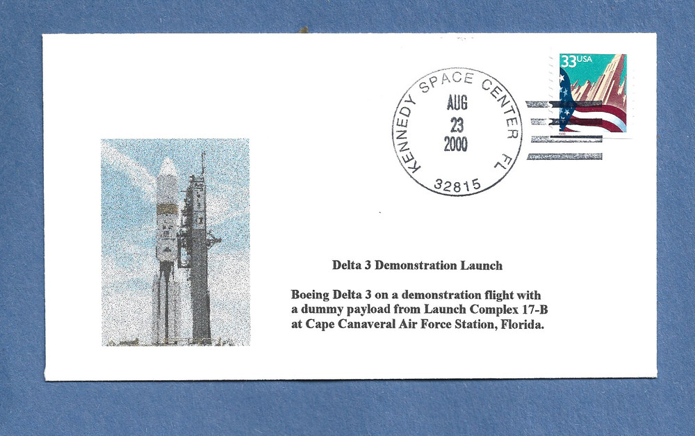 DELTA 3 DEMONSTRATION LAUNCH AUG 23,2000 KSC SPACE COVER  NASA