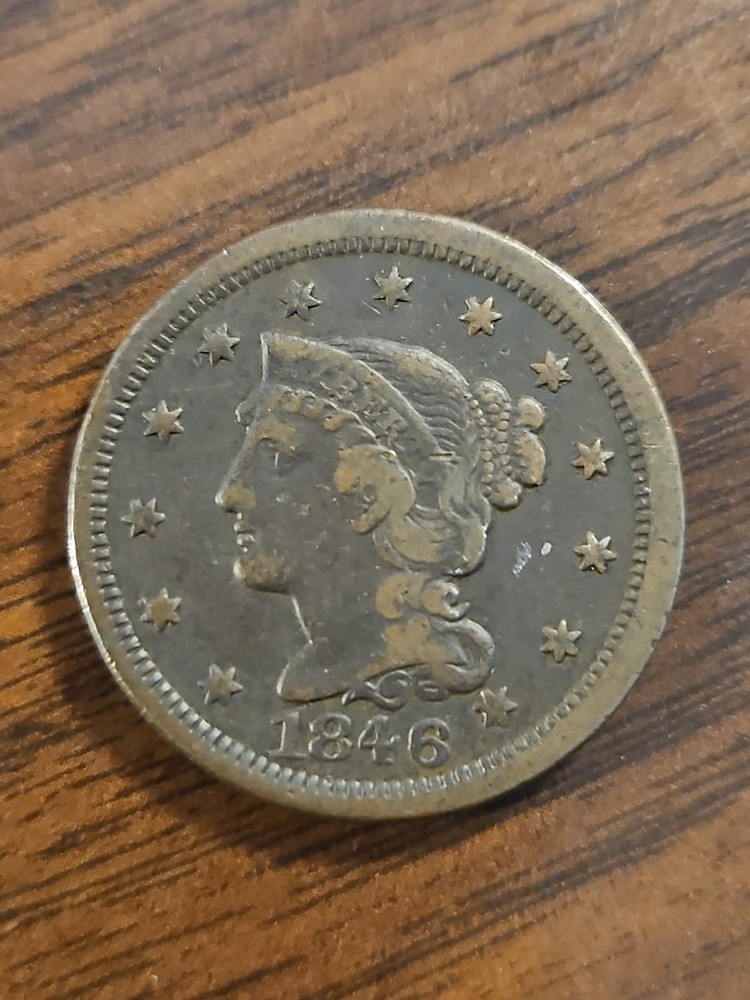 1846 Large Cent Small Date VF