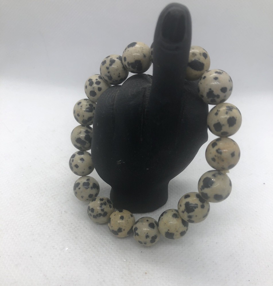 Stretch beaded 10mm bracelet Dalmatian Jasper