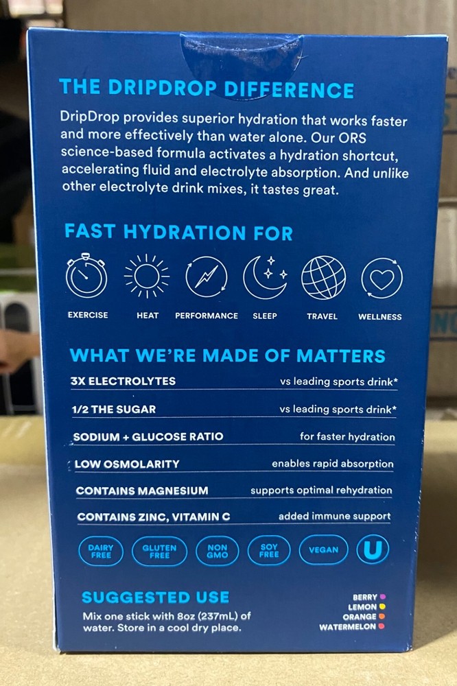 DripDrop Hydration Electrolyte Drink Mix, Bold Variety 20 Count