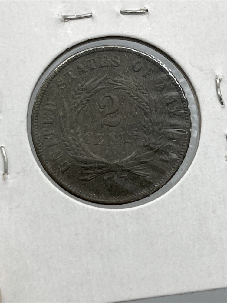 Two Cent Piece Coin 1869 AU About Uncirculated Dark
