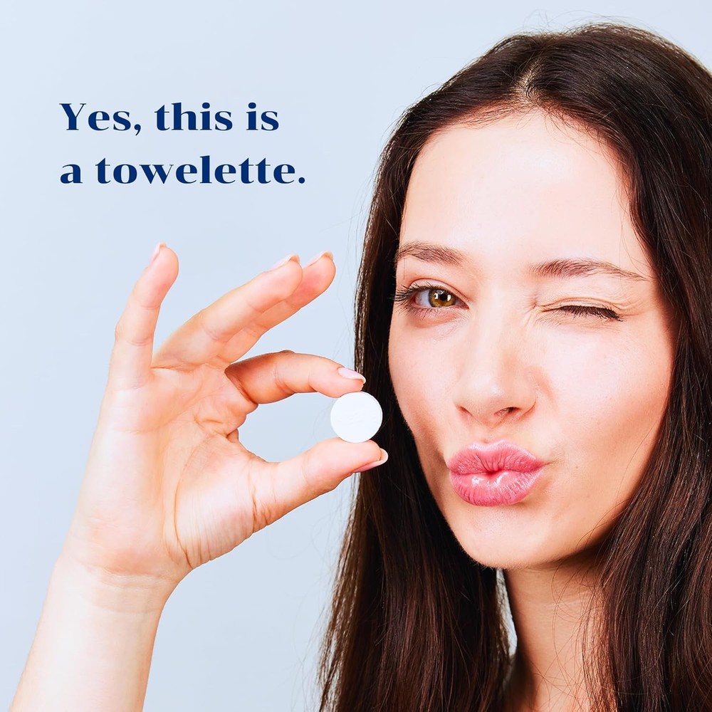 100 Compressed Towels Tablets - Biodegradable & Hypoallergenic - Face Towel - Tr