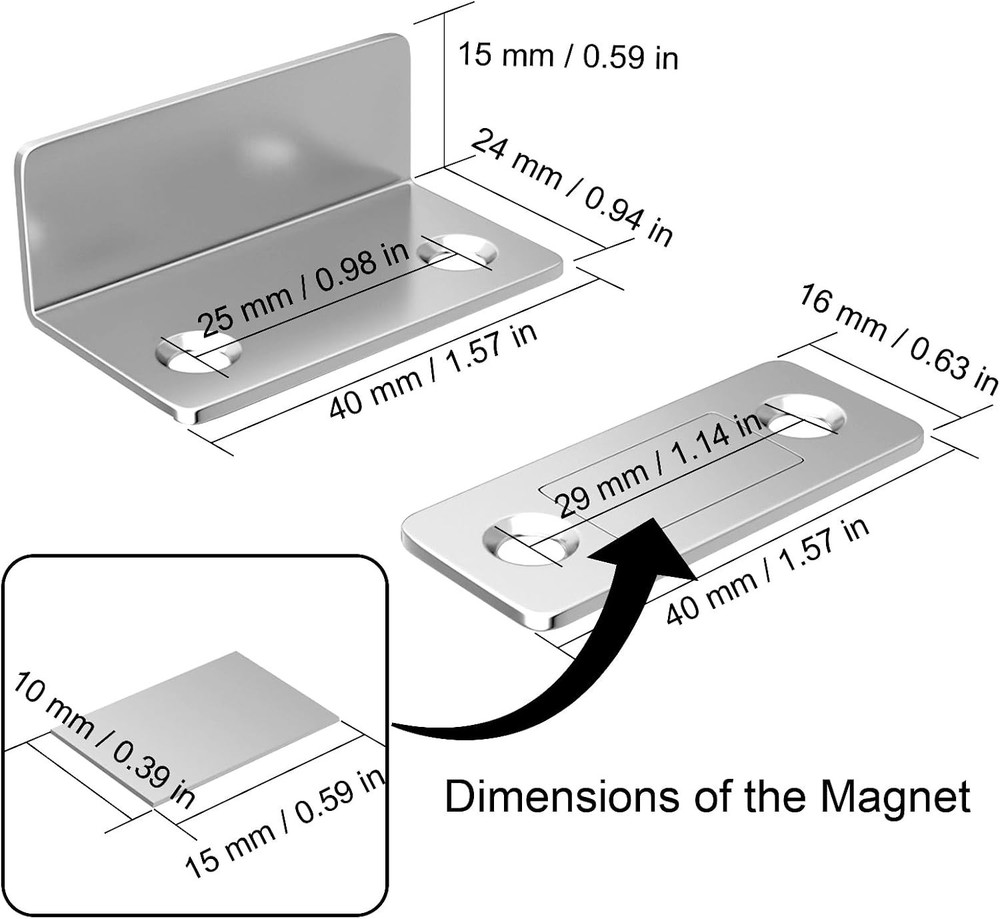 Ultra-Thin Magnetic Cabinet Catches - 4 Pack L-Shaped Adhesive Closing System