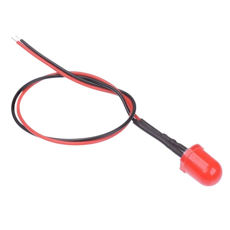 Rouge 10mm Précâblé Diffusée LED 20cm Câble 12V