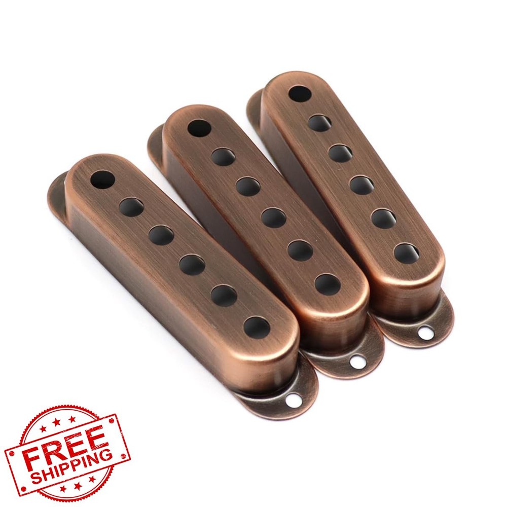 ROZILO 3Pcs Copper Single Coil Pickup Covers 52mm Ring Stratocaster