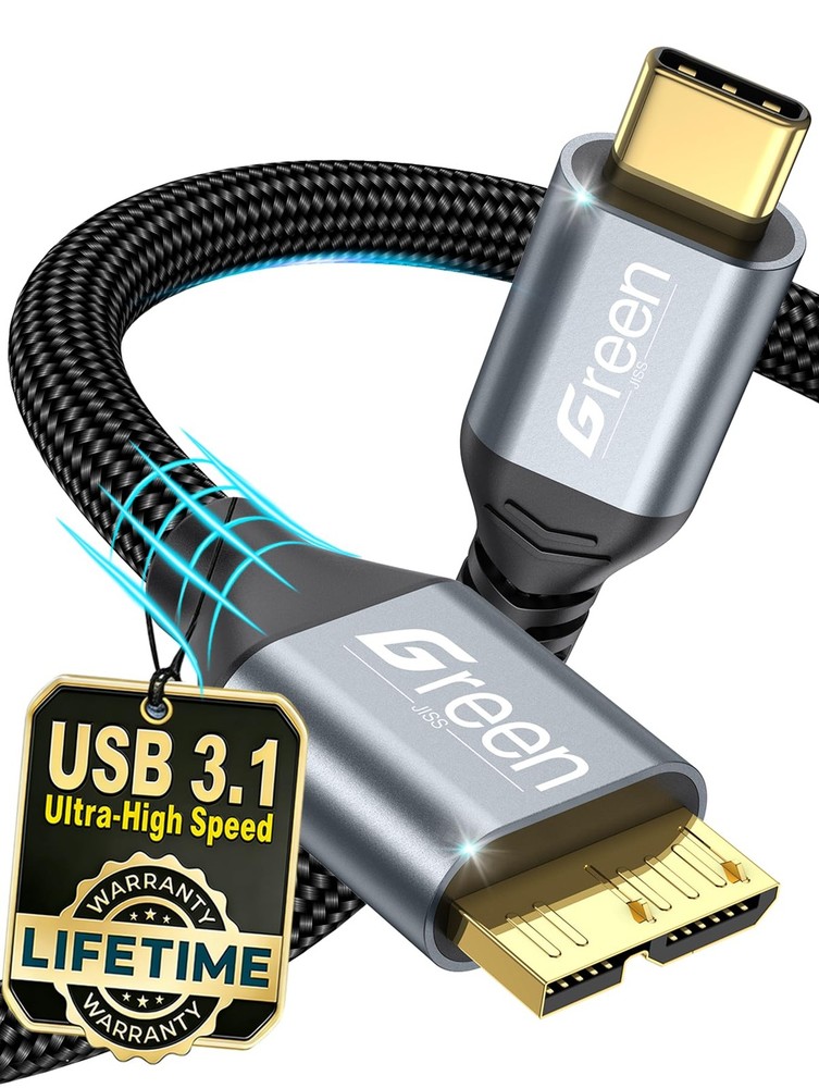 Green Jiss® 10 Gbps USB C to Micro B Hard Drive Cable, 1.5FT 1.5 FT