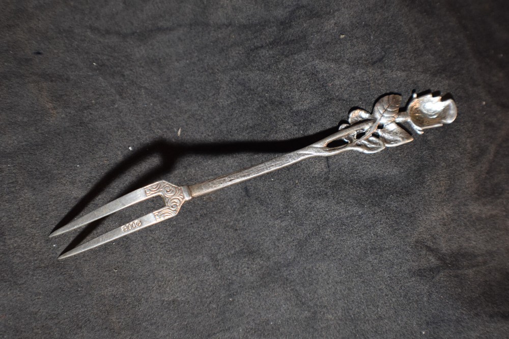 Widmann Christoph .800 Silver Rose & Leaf Two Tined Fork