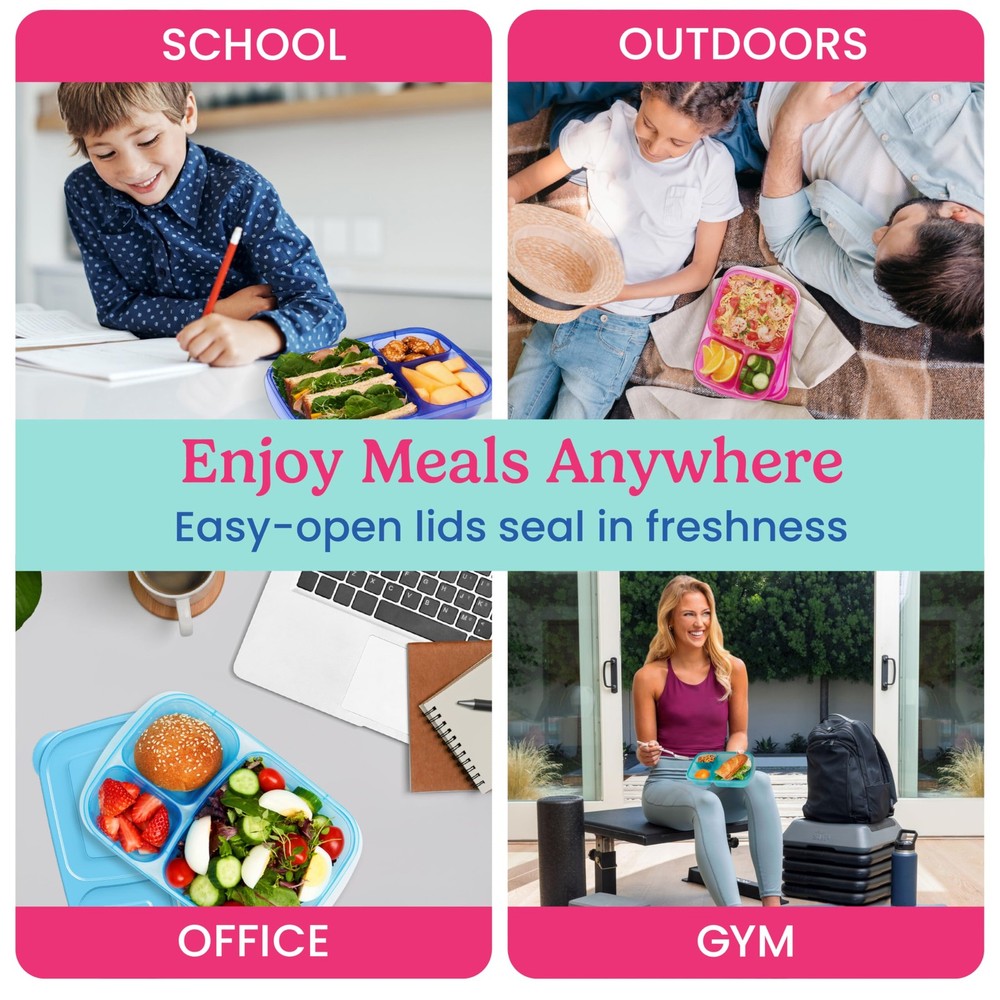 Bentgo Easyboxes - Original Stackable Lunch Boxes - Reusable Jewel Brights