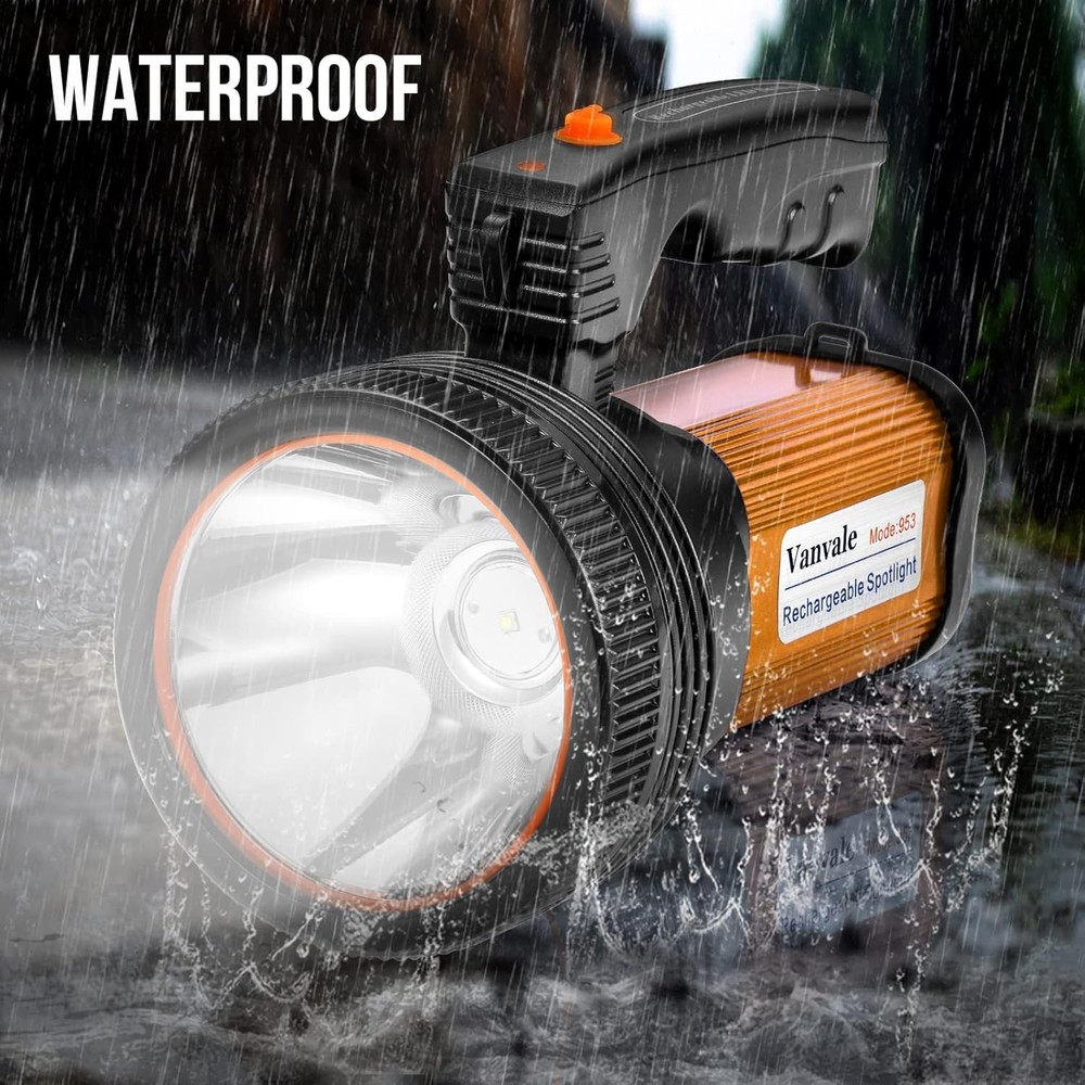 Rechargeable Searchlight Handheld LED Tactical Flashlight with Handle Spotlig...
