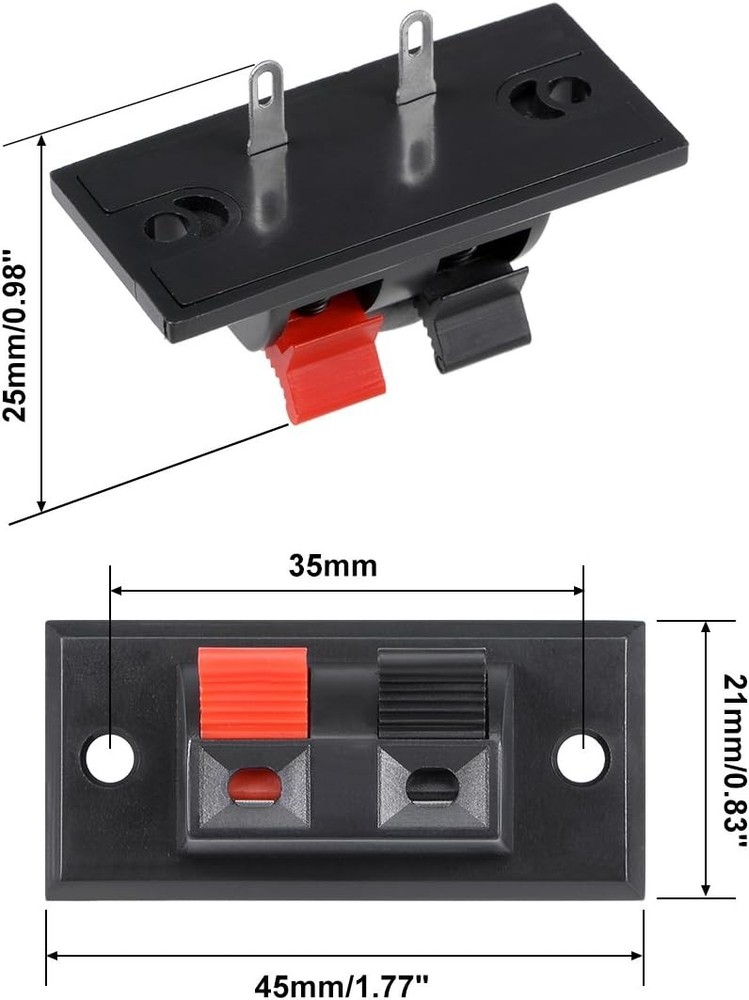 uxcell 2pcs 2 Way Jack Socket Spring Push Release Connector Speaker 2, Black