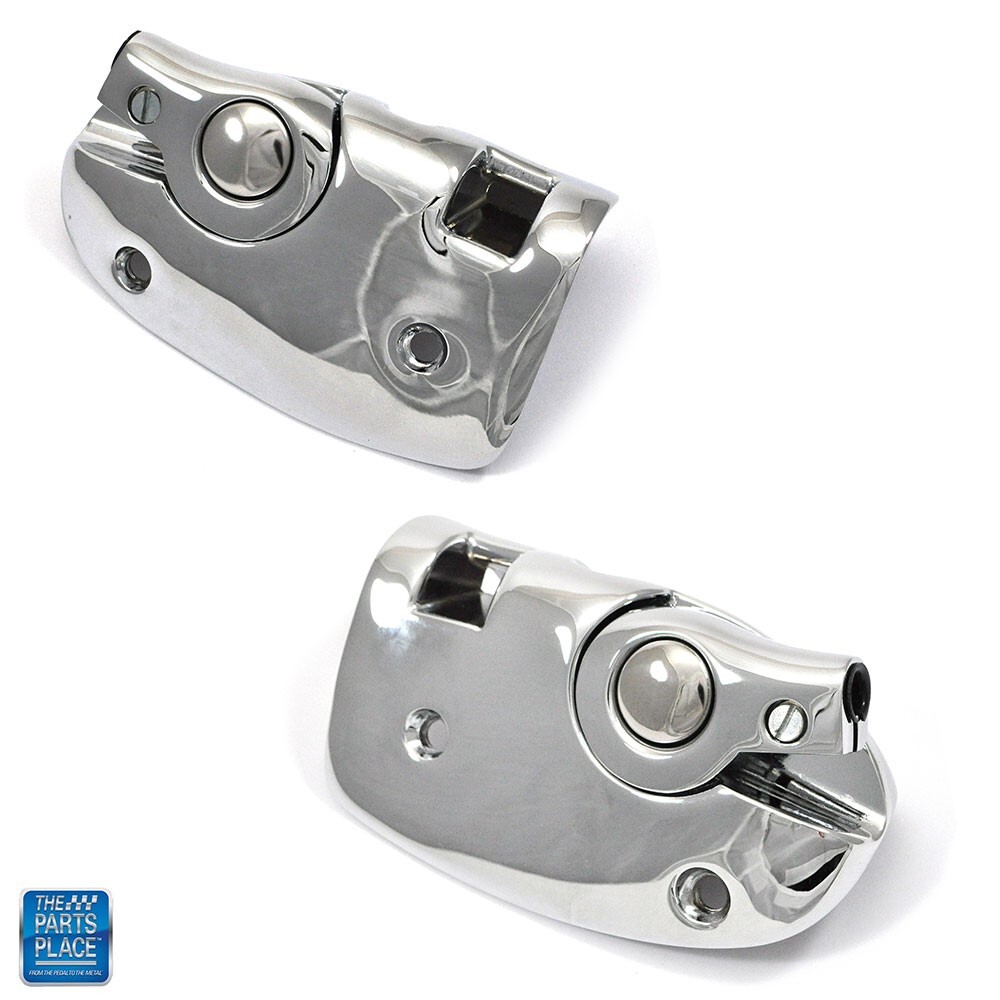 1966-1967 A Body Convertible Sunvisor Support Bracket & Receptacle Chrome Pair