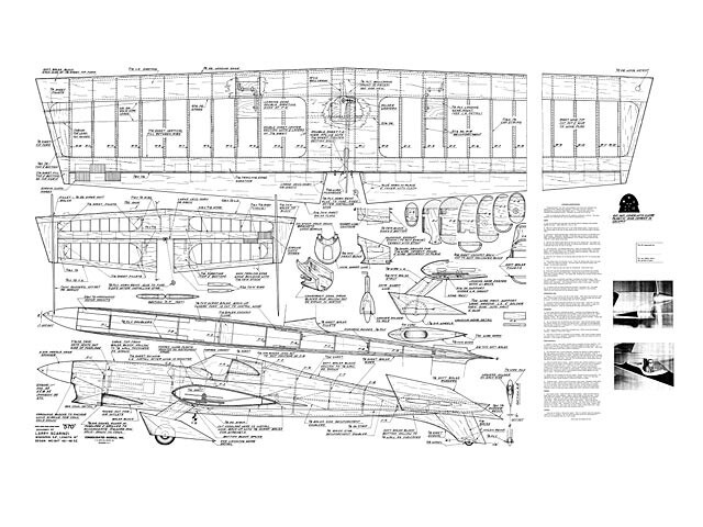 570 Trident Control Line Stunter 54" WS Model Airplane Printed Plans & Templates
