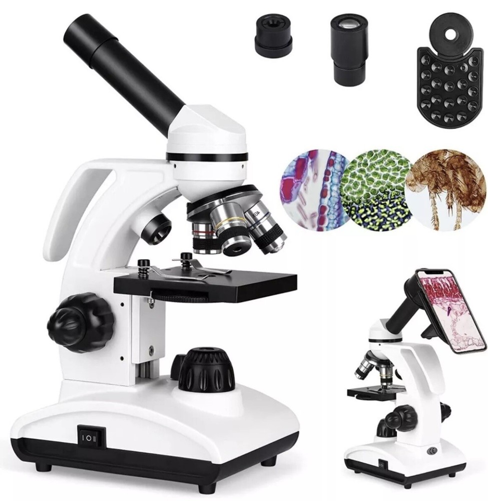 Microscopes Biological Microscope 40x-1000 Adjustable Duel LED Illumination