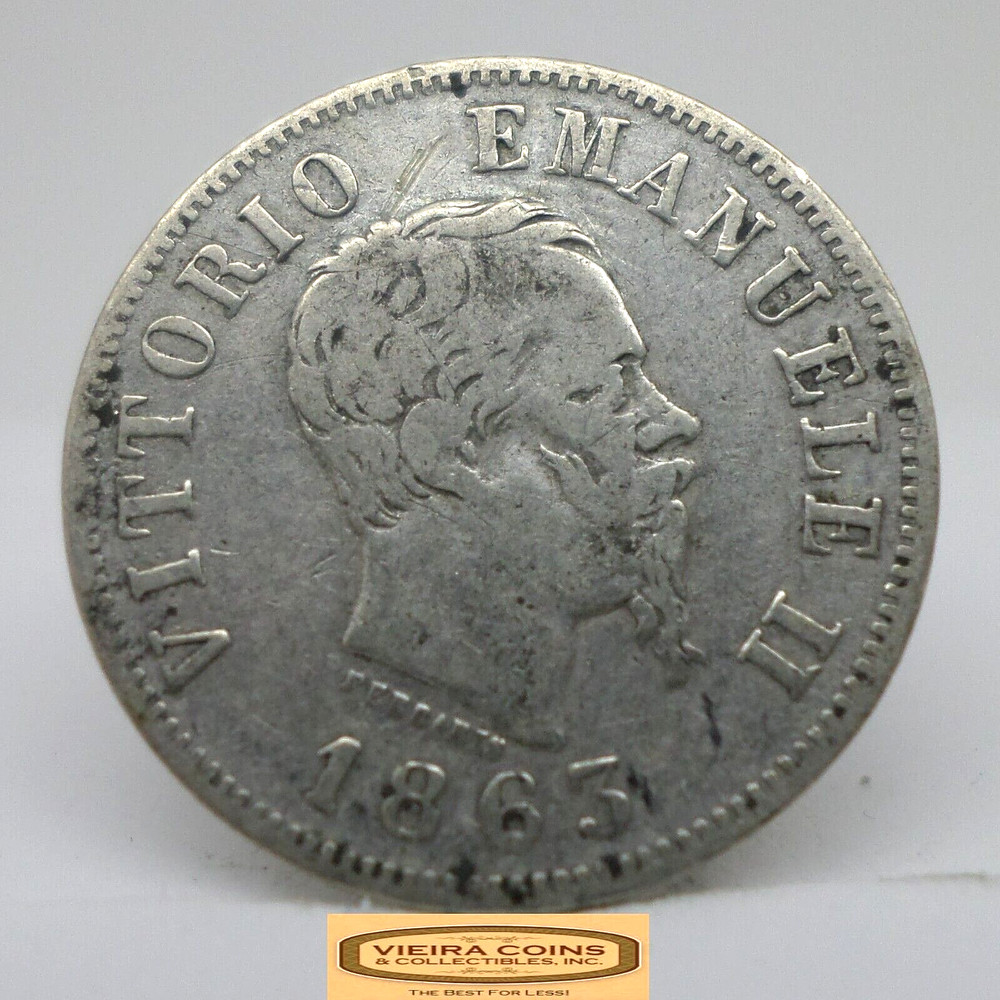 1863-MBN Italy Silver 50 Centesimi - #C36419NQ