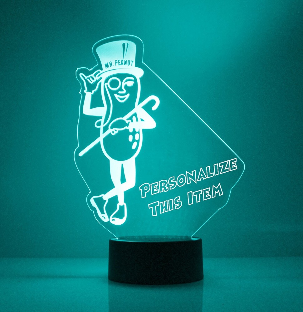 Mr. Peanut Logo LED Night Light, with Remote Control, Engraved Light Up