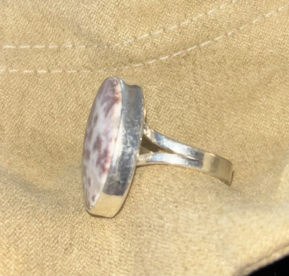 Pink Jasper Sterling Silver Ring - Size 9