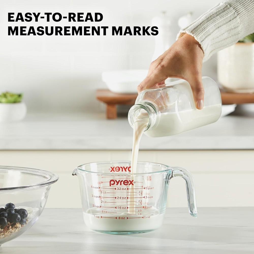 Essentials 3-Pack Glass Measuring Cups Set, 1, 2 & 4 Cup Measuring Cups For P...