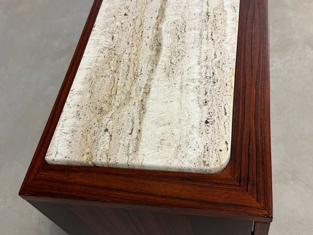 Rosewood and Travertine Bar Credenza