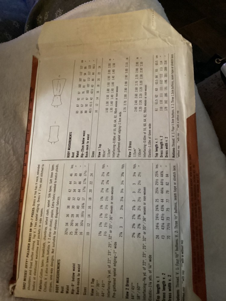 1980s…. VINTAGE SIMPLICITY PATTERN #5882 ….Has been cut