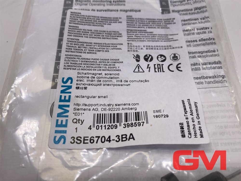 Siemens Solenoid Switch Rectangular Small 3SE6704-3BA Solenoid