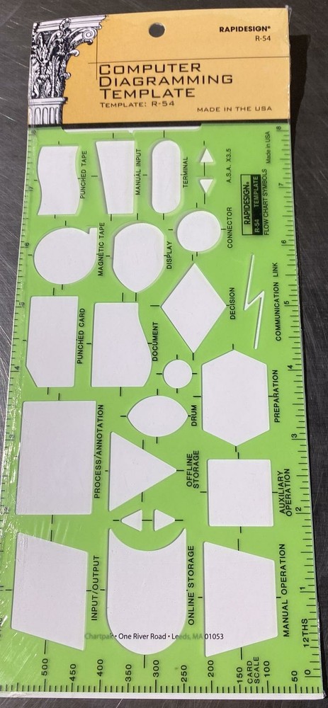 Berol Rapidesign Template - Computer Diagramming Template - R-54 New