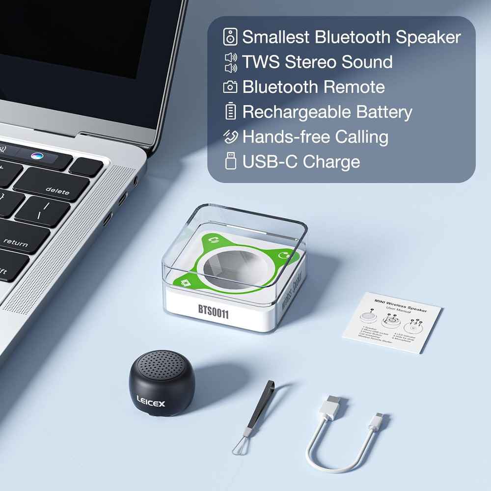 LEICEX Mini Bluetooth Speaker, Small Tiny Portable Bluetooth 5.0 Speakers Perfec