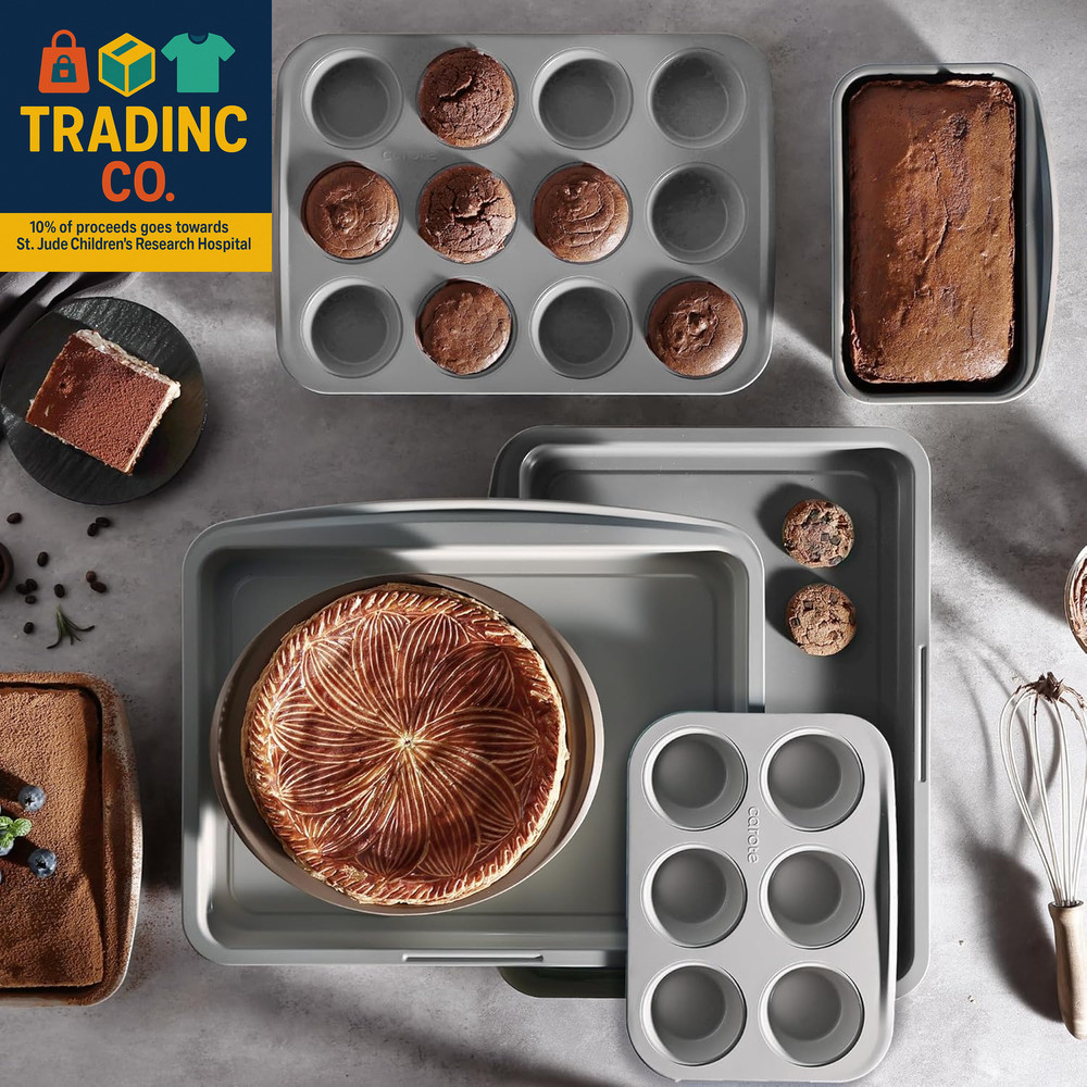 7-Piece Nonstick Stackable Baking Pans Set - Bakeware Sets Including Cookie Shee