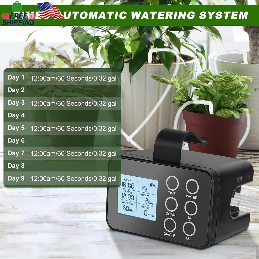 Automatic Plant Waterer Indoor: Drip Irrigation System with Large Display, Easy