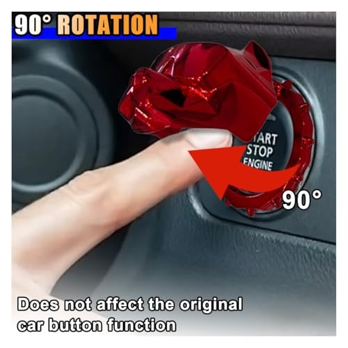 Bully Dog Car Push Start Button Cover - Zinc Alloy Engine Ignition Switch Red