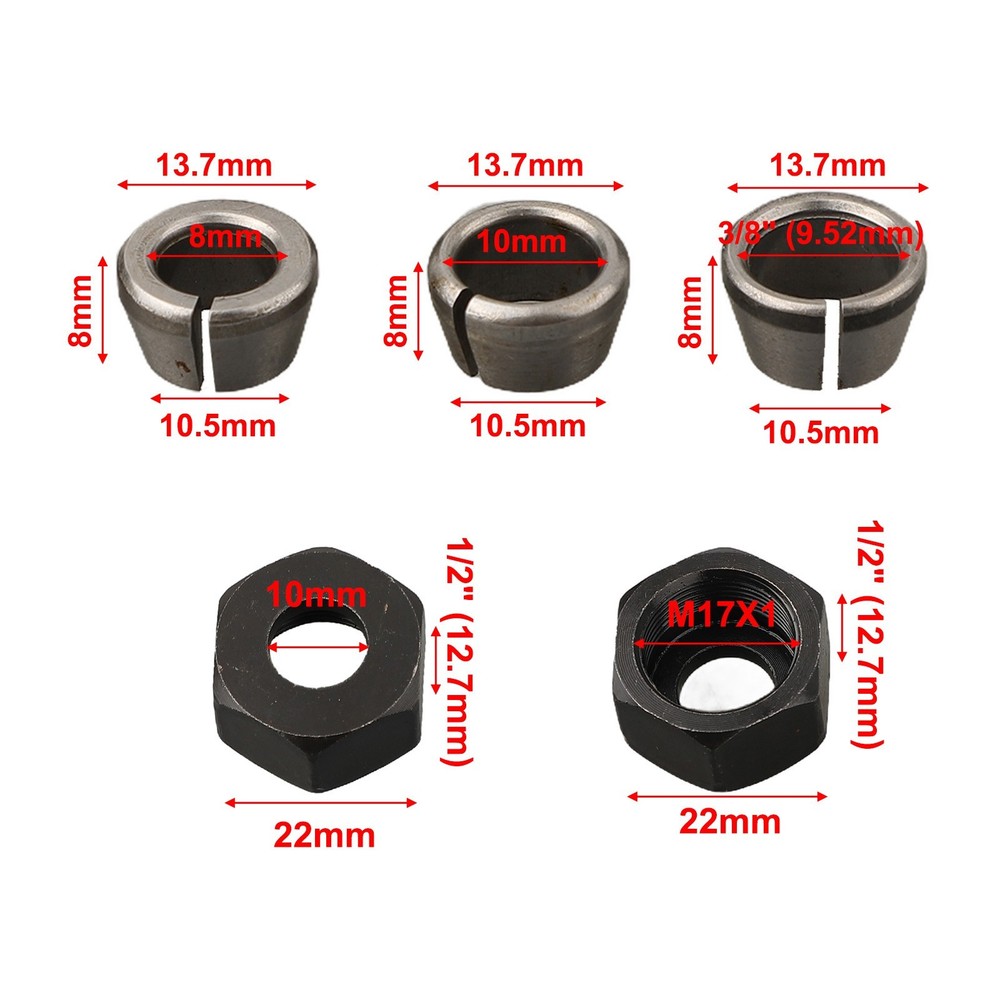 Premium M17 Split Bushing Collet Chuck Adapter Set for Woodworking Tools