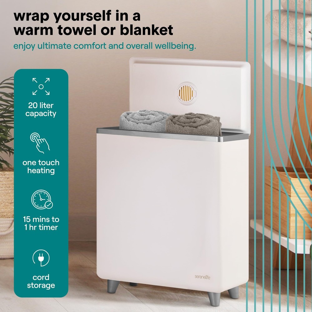 SereneLife Luxury Rectangle Towel Warmer - Silver